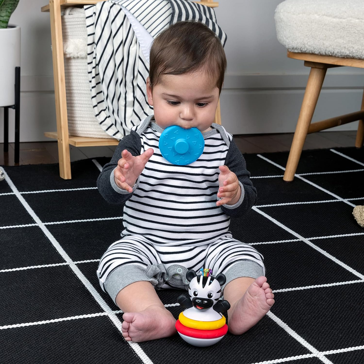 Baby Einstein Stack & Wobble Zen BPA Free Teether Toy for Cause and Effect Learning, Infants Ages 3 Months and up