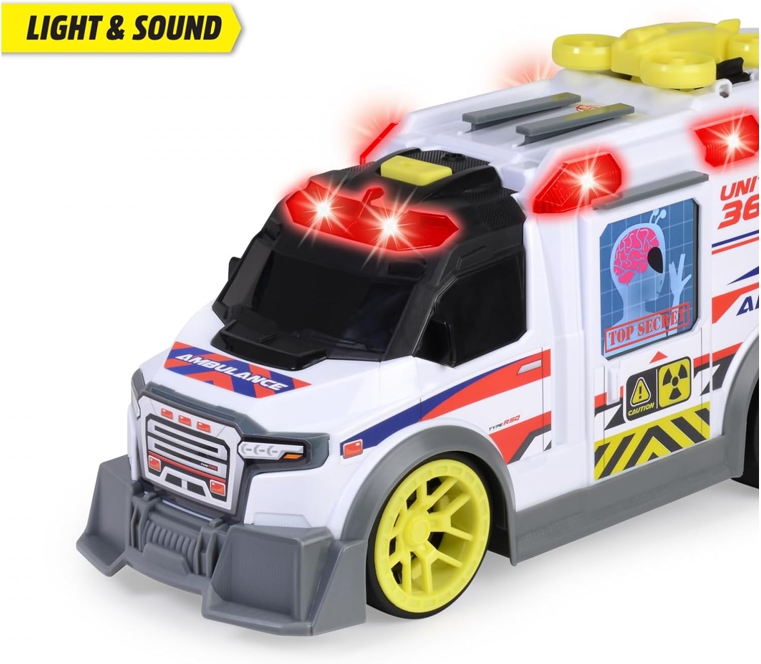 Dickie Toys - großer Spielzeug-Krankenwagen mit vielen Extras (35,5 cm) - Rettungswagen mit Spiel-Drohne, Zubehör, Licht & Sound, Spielzeugauto für Kinder ab 3 Jahre