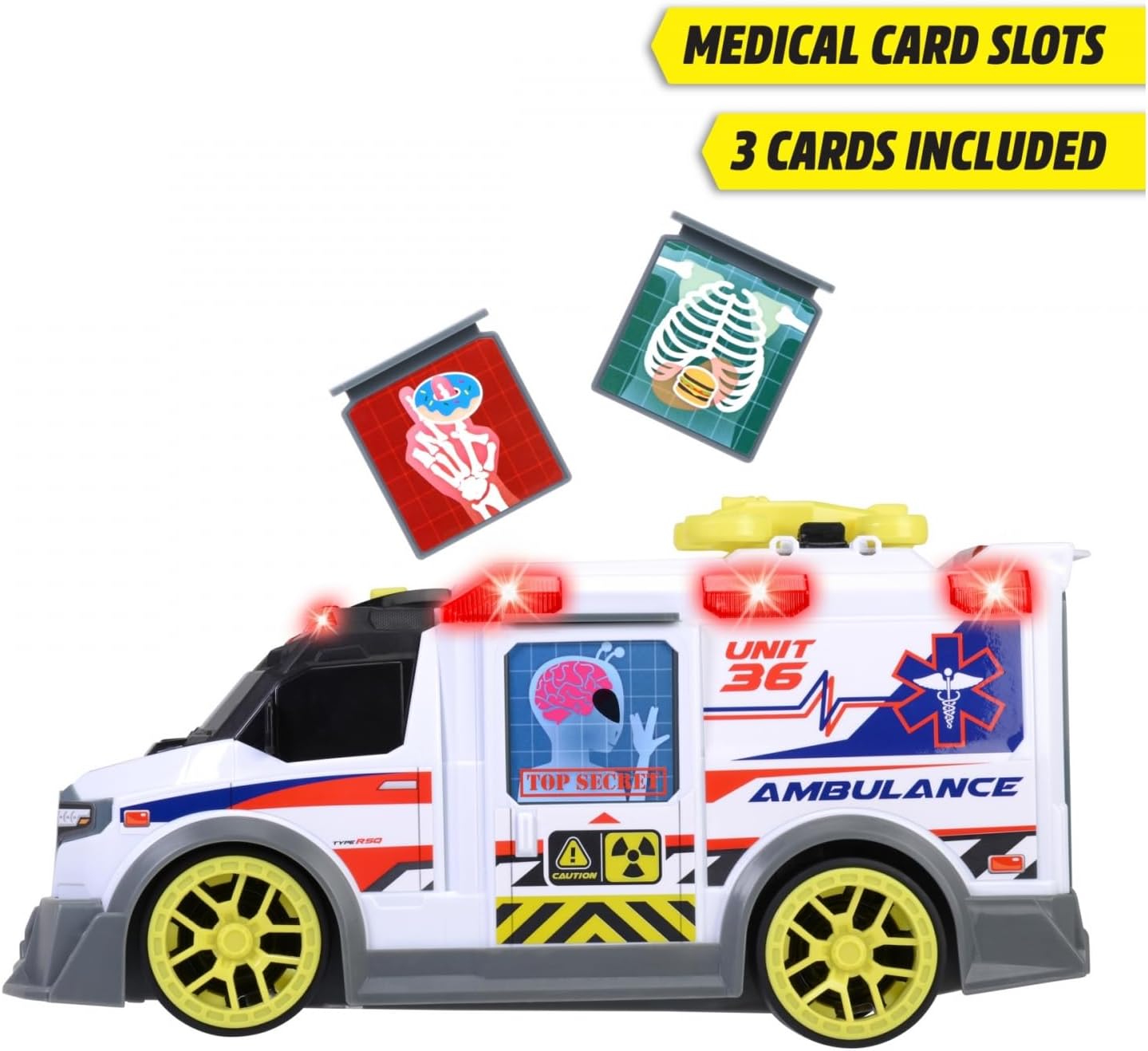 Dickie Toys - großer Spielzeug-Krankenwagen mit vielen Extras (35,5 cm) - Rettungswagen mit Spiel-Drohne, Zubehör, Licht & Sound, Spielzeugauto für Kinder ab 3 Jahre