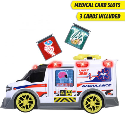 Dickie Toys - großer Spielzeug-Krankenwagen mit vielen Extras (35,5 cm) - Rettungswagen mit Spiel-Drohne, Zubehör, Licht & Sound, Spielzeugauto für Kinder ab 3 Jahre