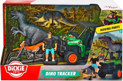 Dickie Toys - Spielzeugautos Dino Explorer - Dinosaurier Spielzeug mit 2 Fahrzeugen, 2 Dinosauriern & 1 Ranger-Figur, Spielzeug ab 3 Jahre