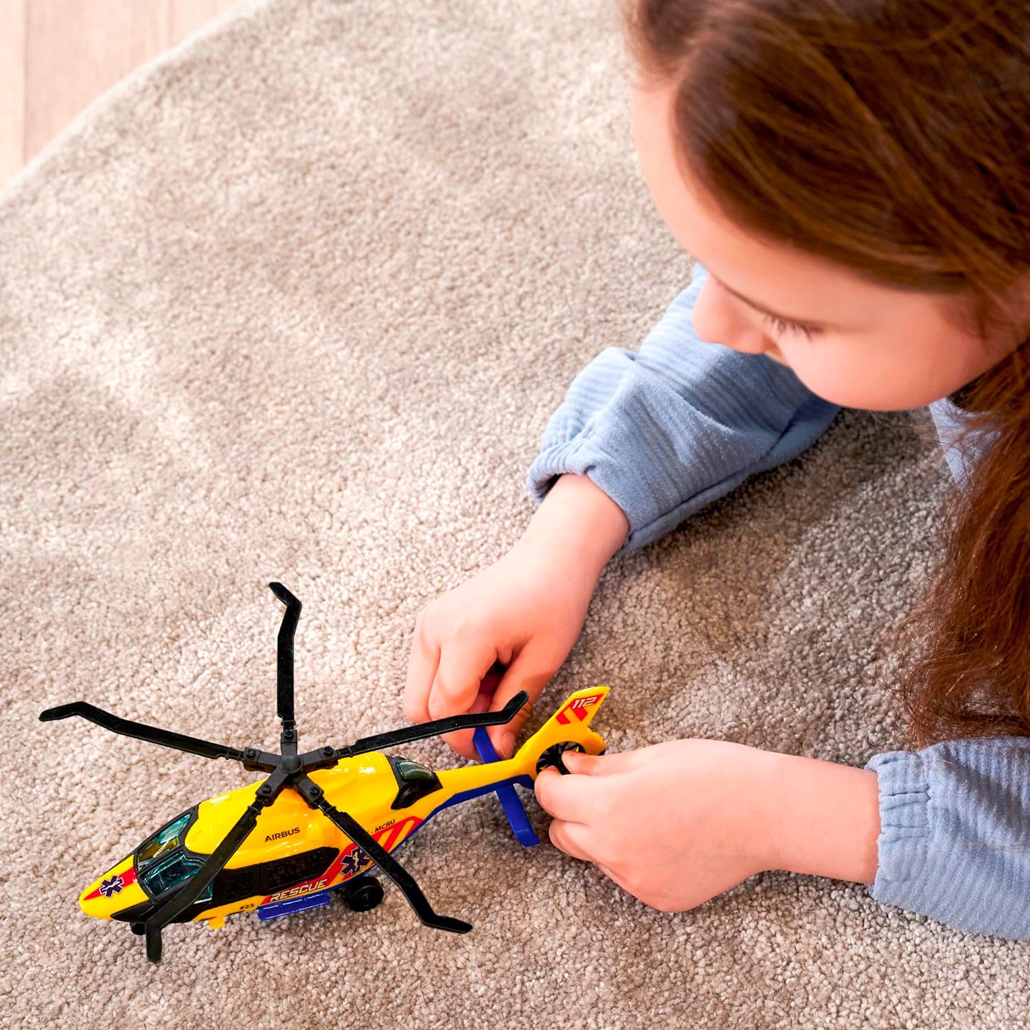 Dickie 203714022 FIRE & RESCUE AIRBUS AMBULANCE Helicopter Toy Vehicle, Yellow/Blue