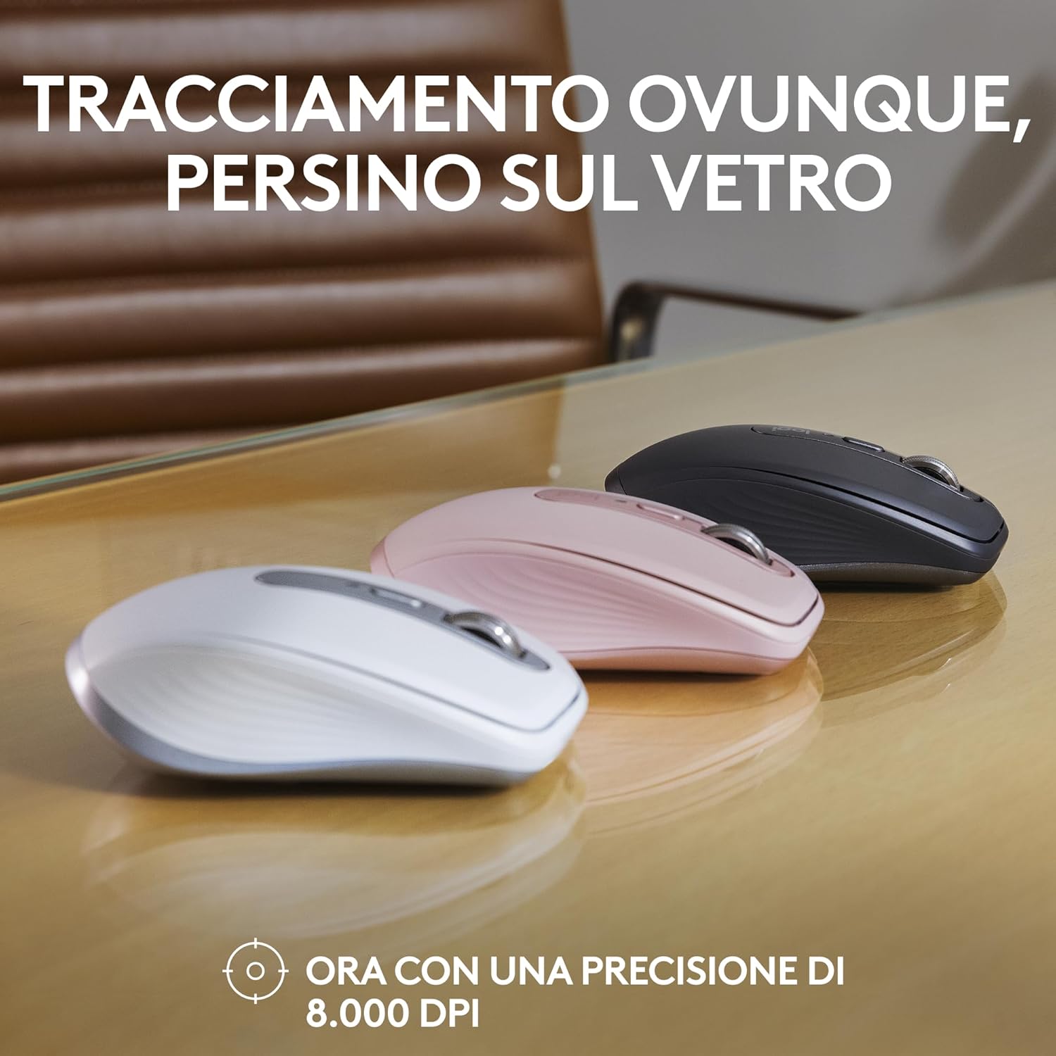 Logitech MX Anywhere 3S Compact Wireless Mouse, Fast Scrolling, 8K DPI Any-Surface Tracking, Quiet Clicks, Programmable Buttons, USB C, Bluetooth, Windows PC, Linux, Chrome, Mac