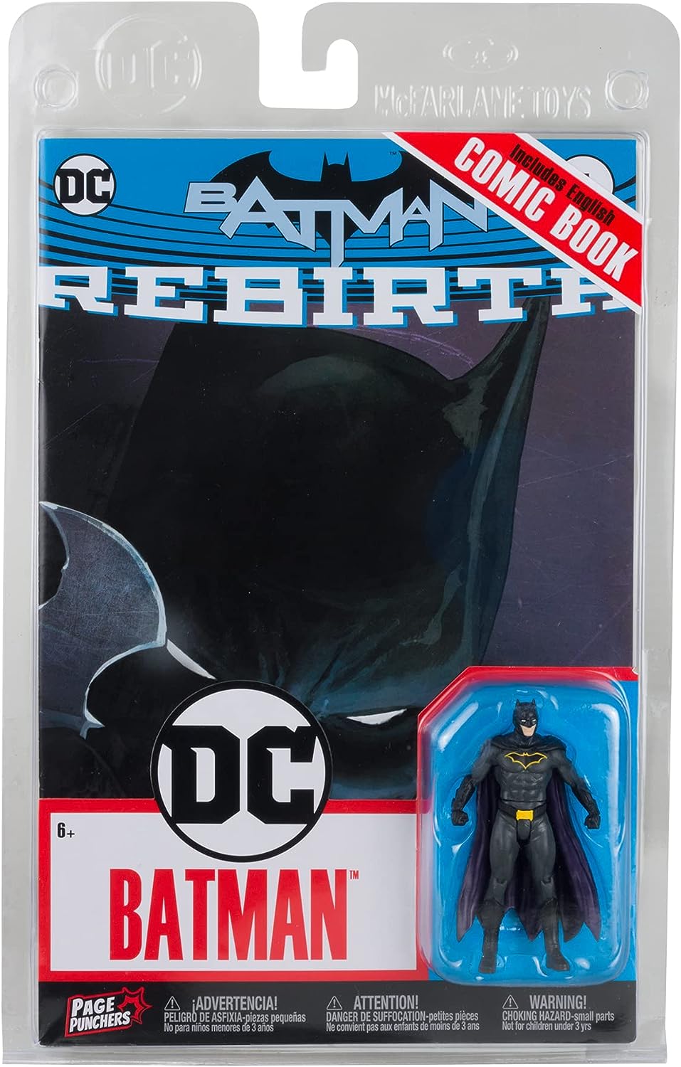 McFarlane Toys, DC Page Punchers, 3-Inch DC Batman Action Figure with 5 points of articulation, Collectible DC Figure with Rebirth Comic Book – Ages 12+