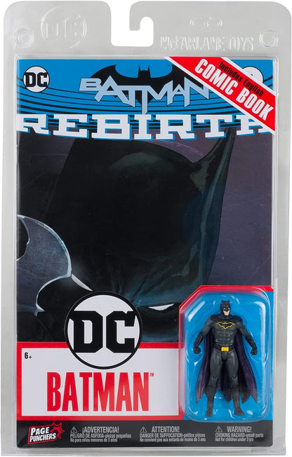 McFarlane Toys, DC Page Punchers, 3-Inch DC Batman Action Figure with 5 points of articulation, Collectible DC Figure with Rebirth Comic Book – Ages 12+