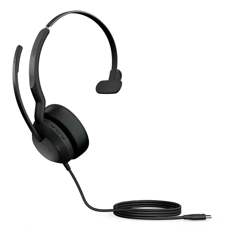 Jabra Evolve2 50 Wired Mono Headset with Jabra Air Comfort Technology, Noise-cancelling Mics, and Active Noise Cancellation - Works with all Leading UC Platforms such as Zoom and Google Meet - Black