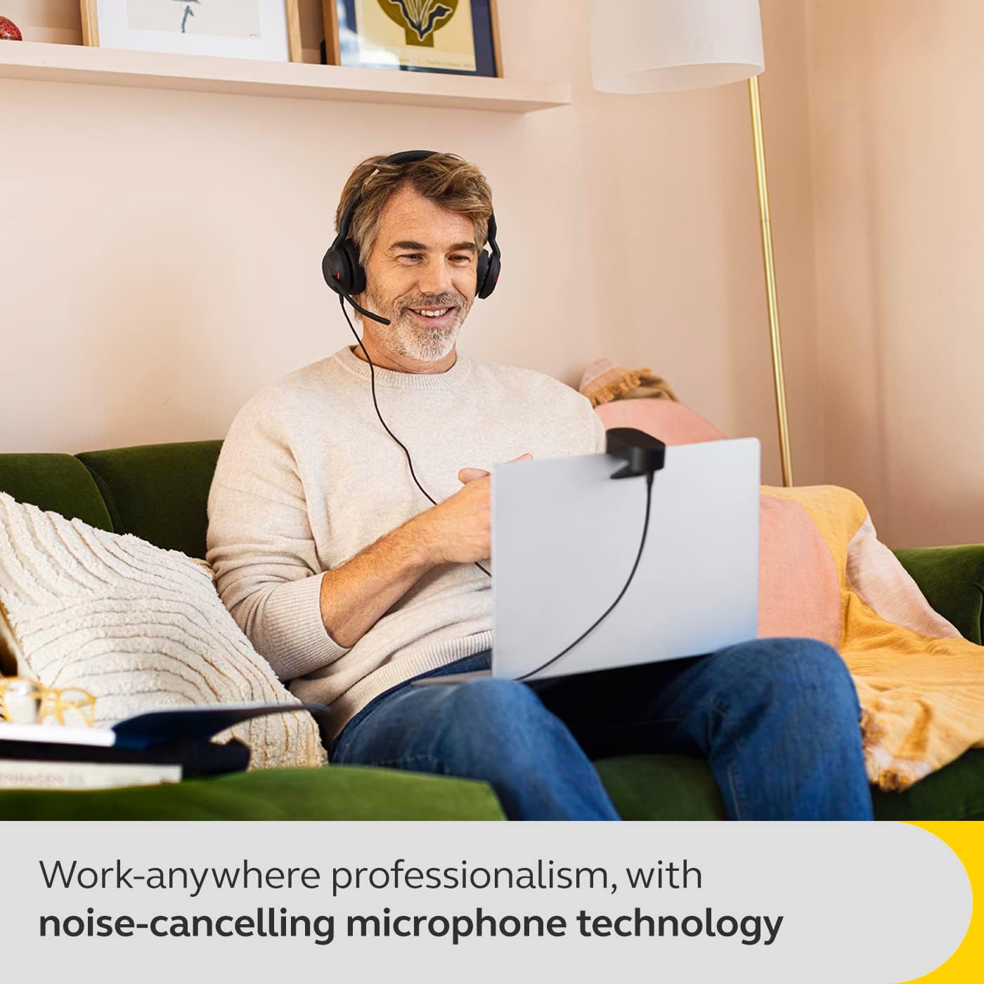 Jabra Evolve2 50 Wired Mono Headset with Jabra Air Comfort Technology, Noise-cancelling Mics, and Active Noise Cancellation - Works with all Leading UC Platforms such as Zoom and Google Meet - Black