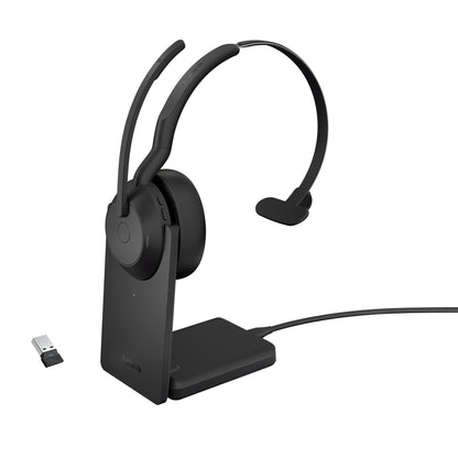 Jabra Evolve2 55 Mono Wireless Headset with Charging Stand, Air Comfort Technology, Noise-cancelling Mics, and ANC - Works with UC Platforms such as Zoom and Google Meet