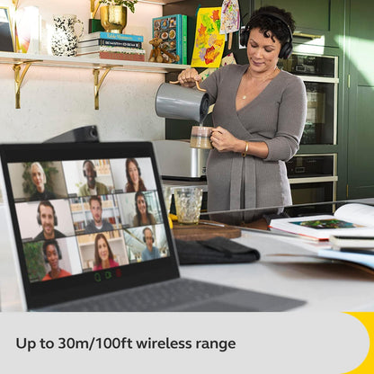 Jabra Evolve2 55 Stereo Wireless Headset with Charging Stand, Jabra Air Comfort Technology, Noise-cancelling Mics, and ANC - Works with UC Platforms such as Zoom and Google Meet - Black