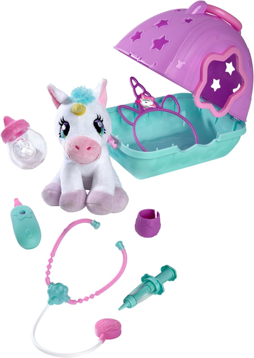 Simba-Doktorkoffer mit Plüsch Einhorn / 20cm / Koffer 23x20cm Zum Aufklappen / 3Jahre Maleta de médico con Unicornio de Peluche, 20 cm, maletín de 23 x 20 cm, para 3 años +, Large (4006592067540