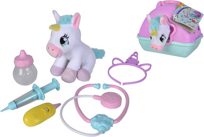 Simba-Doktorkoffer mit Plüsch Einhorn / 20cm / Koffer 23x20cm Zum Aufklappen / 3Jahre Maleta de médico con Unicornio de Peluche, 20 cm, maletín de 23 x 20 cm, para 3 años +, Large (4006592067540