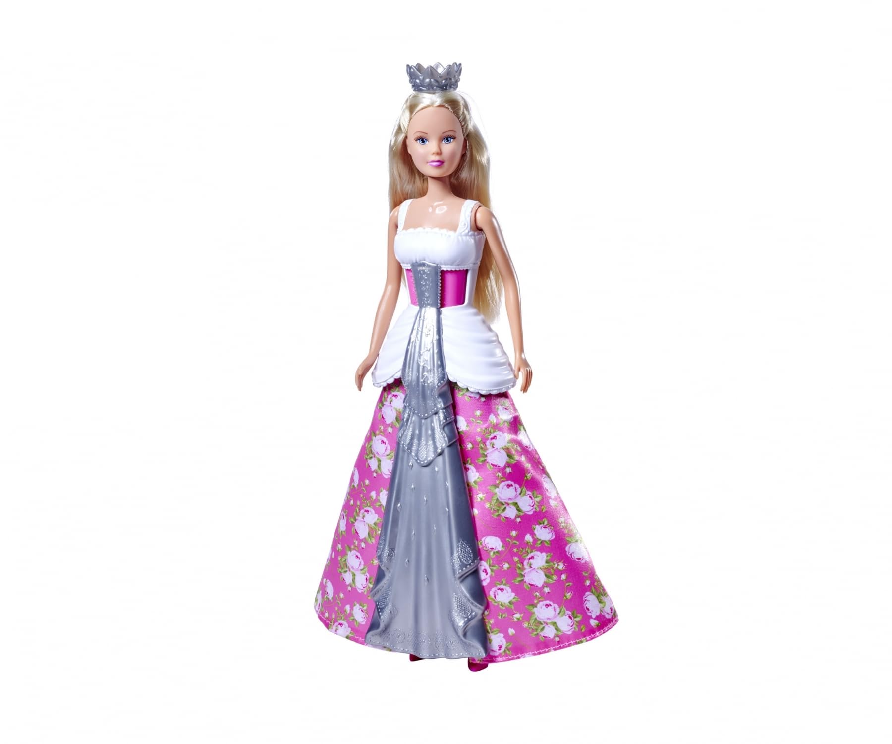 STEFFI LOVE Simba 105733655 Doll Wedding Magic with 2-in-1 Dress - Doll Steffi (29 cm) with Changing Wedding Dress (White/Silver) and Princess Dress (Pink) for Children from 3 Years