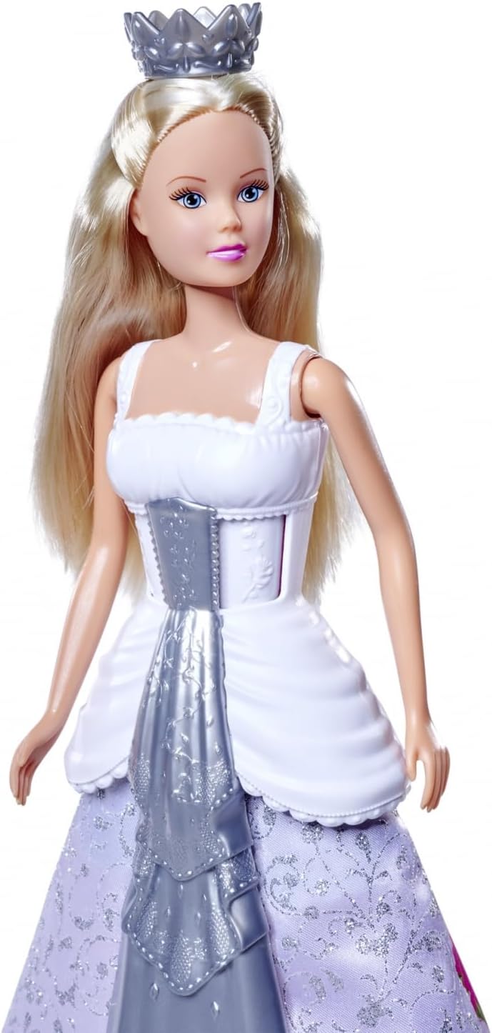 STEFFI LOVE Simba 105733655 Doll Wedding Magic with 2-in-1 Dress - Doll Steffi (29 cm) with Changing Wedding Dress (White/Silver) and Princess Dress (Pink) for Children from 3 Years