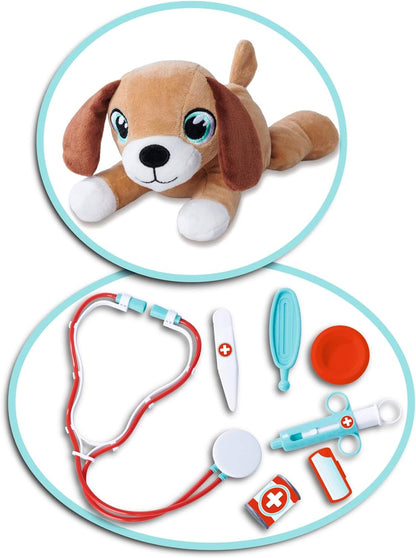 Simba- Tiere Maleta Veterinaria, Peluche y 24 cm, Accesorios, 7 Piezas, 25 x 18 x 17 cm, a Partir de 3 años, Color Blanco, Medium (4006592088040