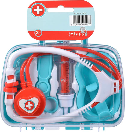 Simba 105541000 Doctor's Case, 2 Assorted Compartments, Only One Item Delivered, Transparent Lid, 7 Pieces, 18 x 16 cm, from 3 Years