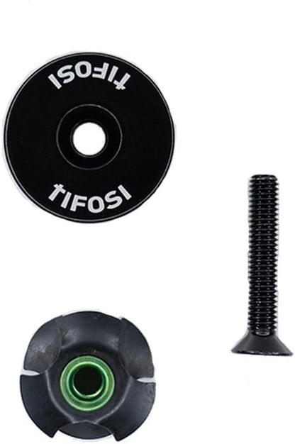 TIFOSI Top Cap& Star Nut for Alloy Steerer, Black, 1 1/8"