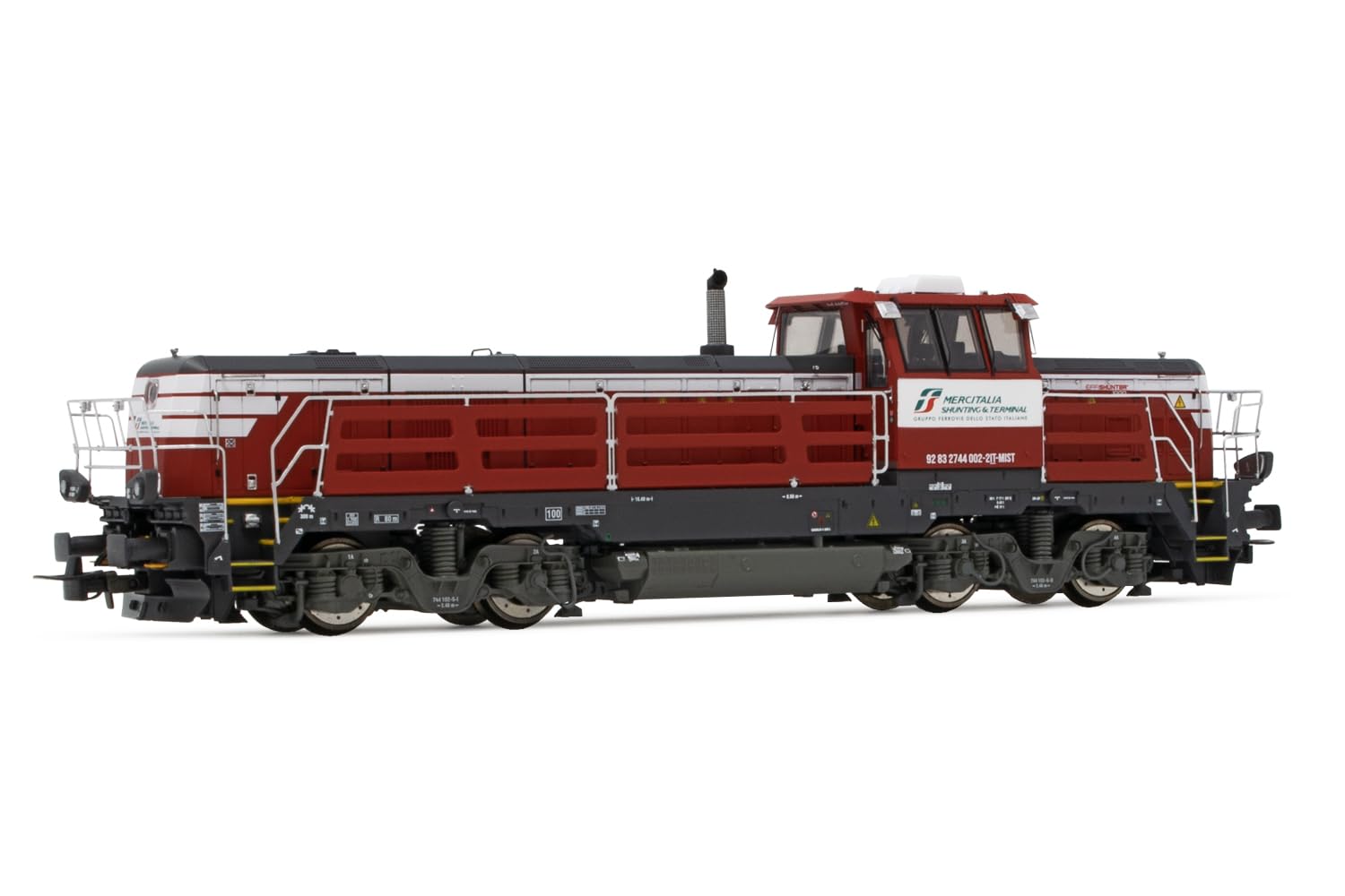 Mercitalia Shunting & Terminal, Effishunter 1000 Diesellokomotive, rot/grau lackiert mit weißen Streifen