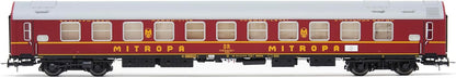 DR Passagierwagen OSShD Typ B „Tourex“, 4 Stück, 2 x WLAB, 1 WLABD, 1 x WR, rot lackiert, Epoche IV