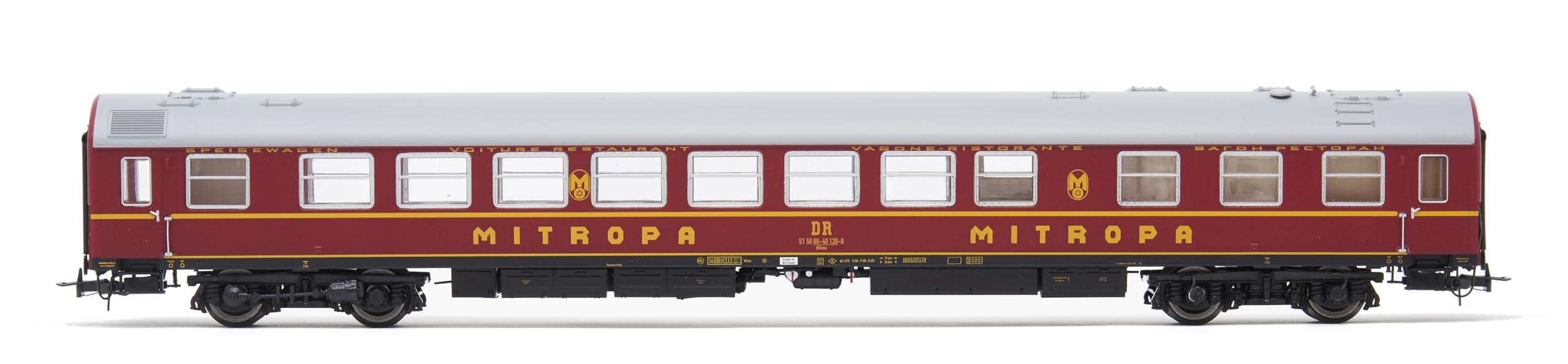 DR Passagierwagen OSShD Typ B „Tourex“, 4 Stück, 2 x WLAB, 1 WLABD, 1 x WR, rot lackiert, Epoche IV
