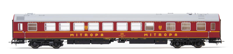 DR Passagierwagen OSShD Typ B „Tourex“, 4 Stück, 2 x WLAB, 1 WLABD, 1 x WR, rot lackiert, Epoche IV