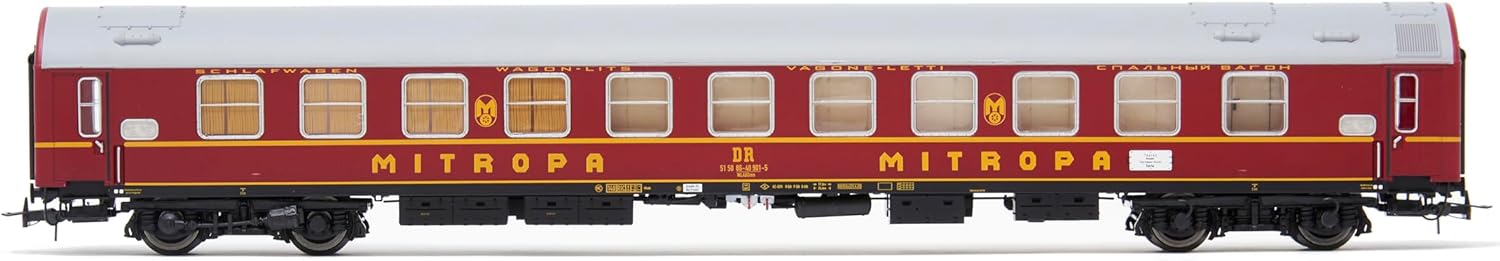 DR Passagierwagen OSShD Typ B „Tourex“, 4 Stück, 2 x WLAB, 1 WLABD, 1 x WR, rot lackiert, Epoche IV