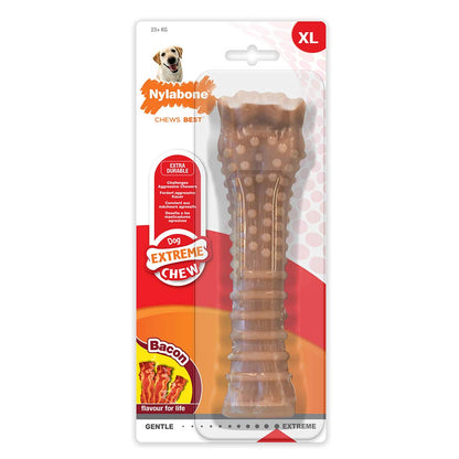 Nylabone Dura Chew Extreme Tough Dog Chew Toy Bone, Bacon Flavour, XL, for Dogs over 23 kg