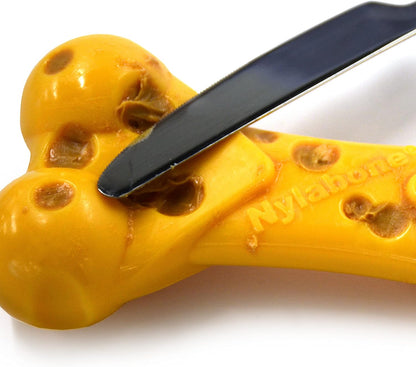 Nylabone Extreme Tough Dog Chew Toy Cheese Bone, Durable, Cleans Teeth, Cheese Flavour, X-Small, for Dogs Up to 7 kg