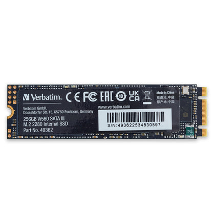 Verbatim Vi560 S3 SSD, internes SSD-Laufwerk mit 256 GB Datenspeicher, Solid State Drive mit SATA III M.2 2280 und 3D-NAND-Technologie, schwarz, ideal für Notebook und Ultrabook 256 GB Vi560 S3 SSD