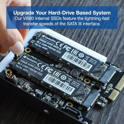 Verbatim Vi560 S3 SSD, internes SSD-Laufwerk mit 256 GB Datenspeicher, Solid State Drive mit SATA III M.2 2280 und 3D-NAND-Technologie, schwarz, ideal für Notebook und Ultrabook 256 GB Vi560 S3 SSD