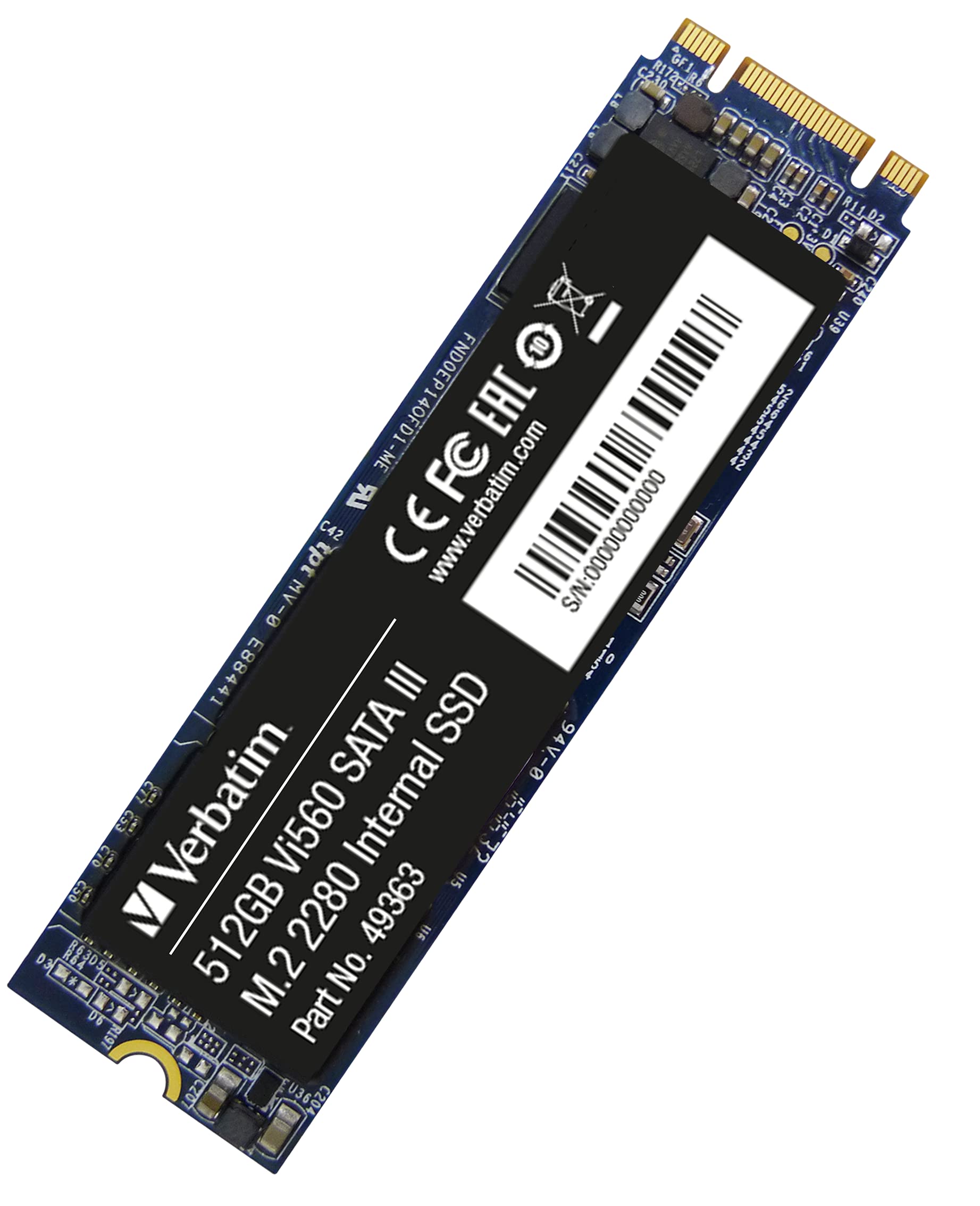 Verbatim Vi560 S3 SSD, internes SSD-Laufwerk mit 512 GB Datenspeicher, Solid State Drive mit SATA III M.2 2280 und 3D-NAND-Technologie, schwarz, ideal für Notebook und Ultrabook 512 GB Vi560 S3 SSD