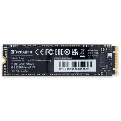 Verbatim Vi560 S3 SSD, internes SSD-Laufwerk mit 512 GB Datenspeicher, Solid State Drive mit SATA III M.2 2280 und 3D-NAND-Technologie, schwarz, ideal für Notebook und Ultrabook 512 GB Vi560 S3 SSD