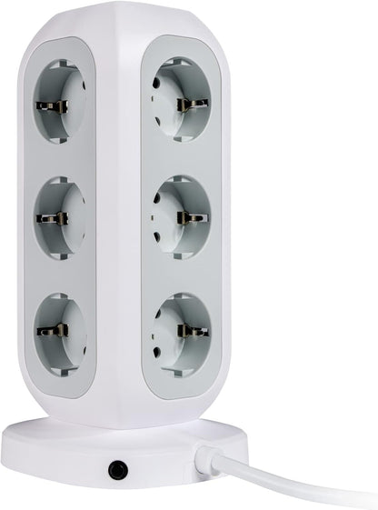 Verbatim EU Steckdosenturm 15-in-1, Mehrfachsteckdose mit 11 Euro-Steckdosen, 2 USB-C und 2 USB-A Anschlüssen, Multisteckdose mit Schalter und 2 m Verlängerungskabel, max. 3600 W