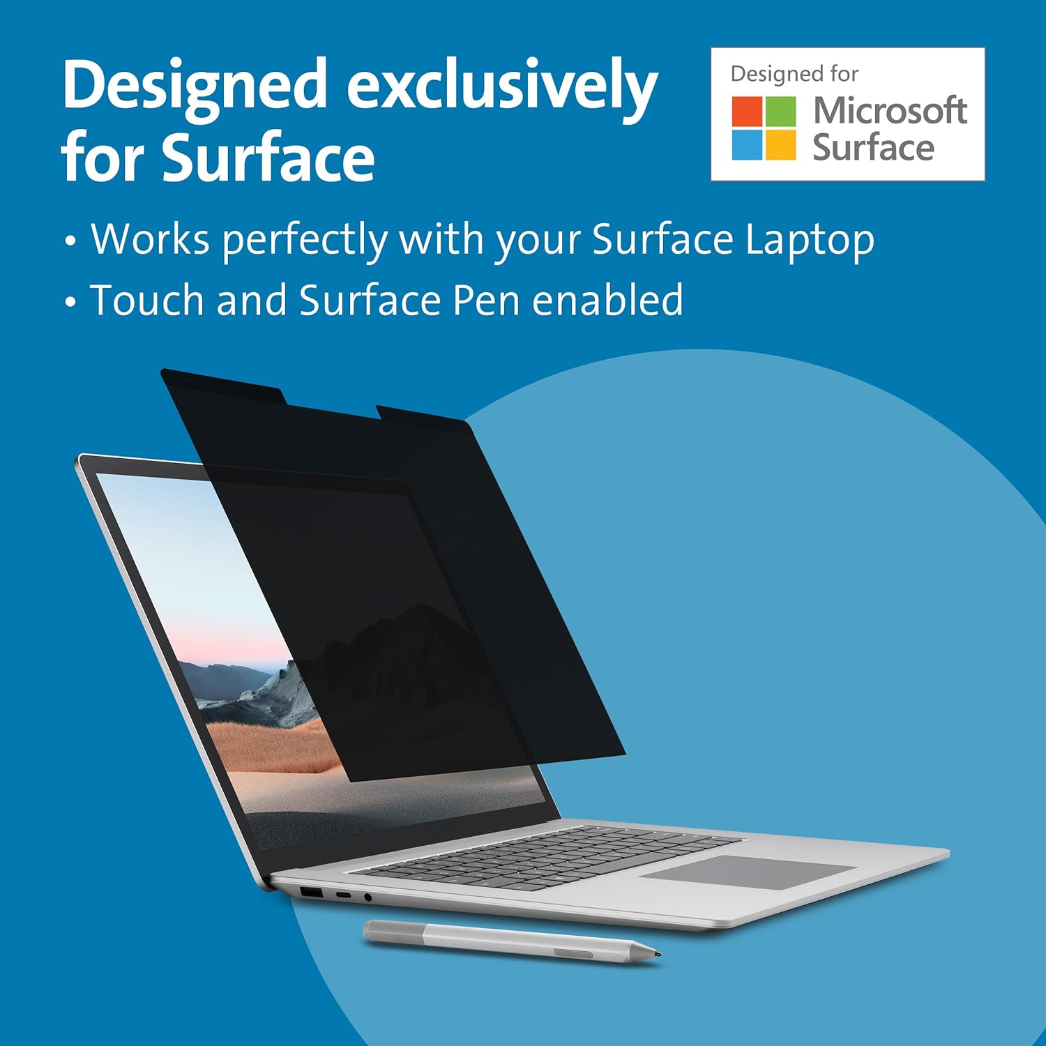 Kensington MagPro Elite Magnetic Privacy Screen for Surface Laptop 3 15", Removable High Clarity Protector Limits Viewing Angle and Blue Light, K58362WW