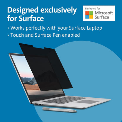 Kensington MagPro Elite Magnetic Privacy Screen for Surface Laptop 3 15", Removable High Clarity Protector Limits Viewing Angle and Blue Light, K58362WW