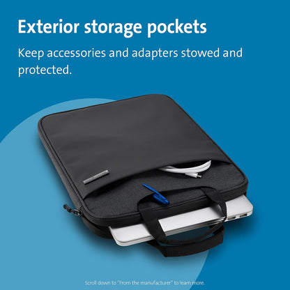 Kensington Vertical Eco Laptop Bag designed for 14" Screens, Protective Carry Case and Sleeve featuring a Zipper and Adjustable, Detachable Shoulder Strap, Eco-Friendly and Water Resistant (K60103WW) Black Sleeve up to 14 Inch