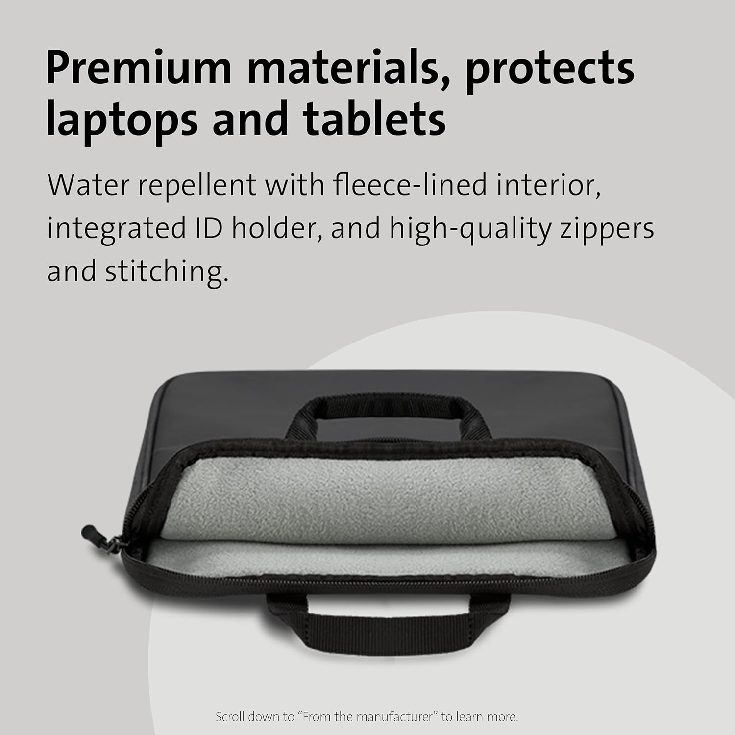 Kensington Vertical Eco Laptop Bag designed for 14" Screens, Protective Carry Case and Sleeve featuring a Zipper and Adjustable, Detachable Shoulder Strap, Eco-Friendly and Water Resistant (K60103WW) Black Sleeve up to 14 Inch