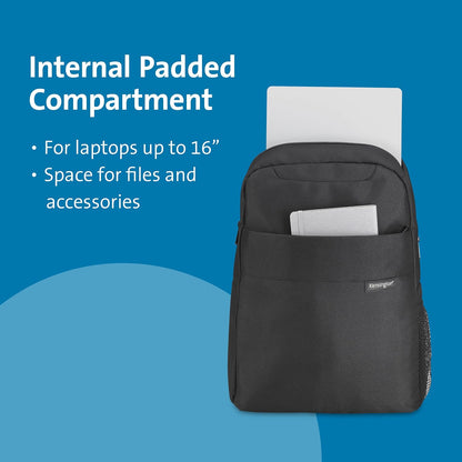 Kensington Simply Portable Lite 14-16" Padded Laptop Backpack - Protective Laptop Rucksack with Padded Straps and Breathable Mesh Fabric - for Laptops Up to 16"