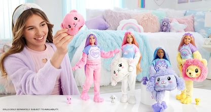 Barbie Cutie Reveal Doll & Accessories, Lamb Plush Costume & 10 Surprises Including Color Change, “Dream” Cozy Cute Tees, HKR03