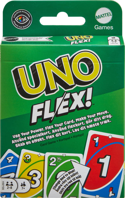 Mattel Games Juego de Cartas UNO Flex Juego de Mesa Familiar, 2 a 8 Jugadores, +7 años (Mattel HMY99