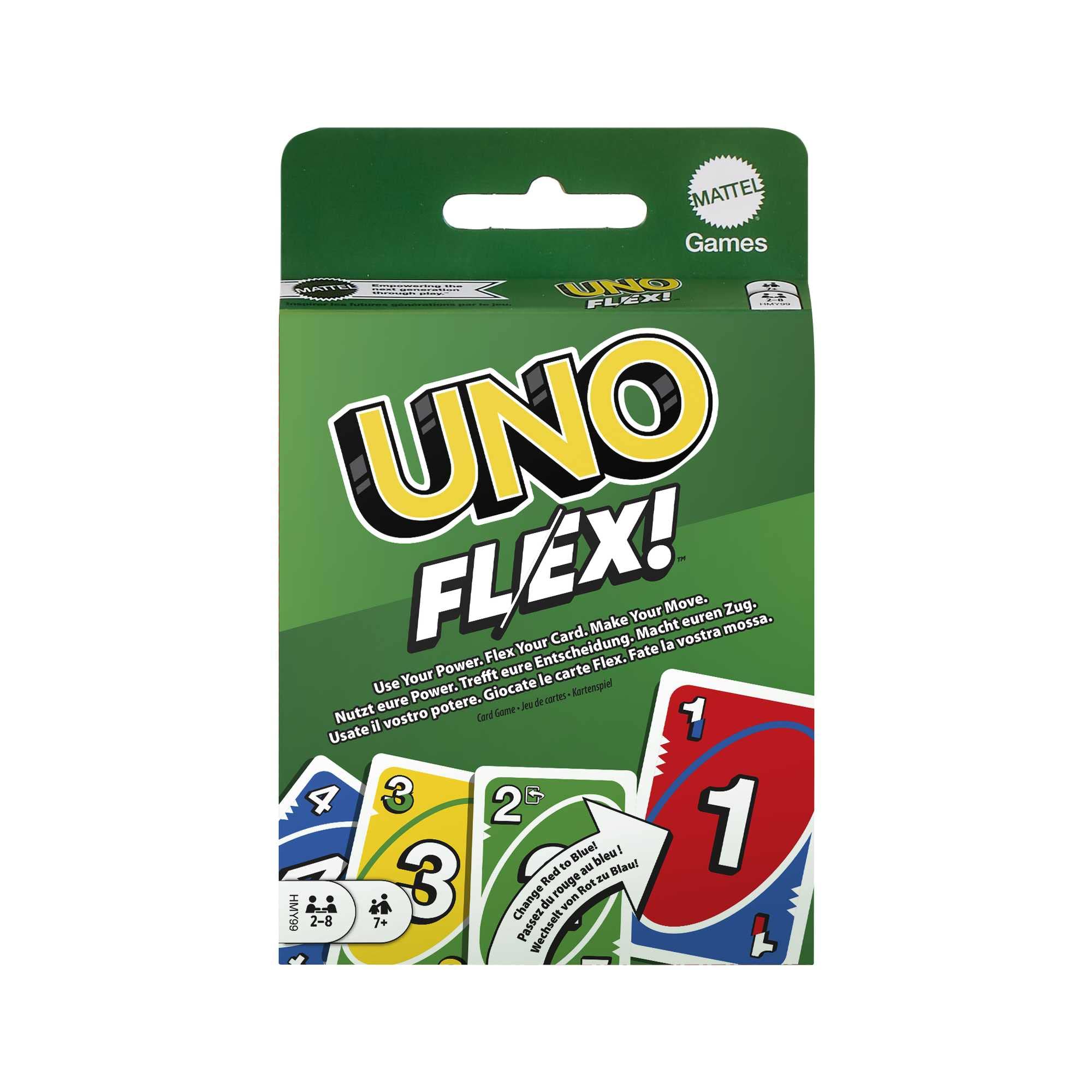 Mattel Games Juego de Cartas UNO Flex Juego de Mesa Familiar, 2 a 8 Jugadores, +7 años (Mattel HMY99