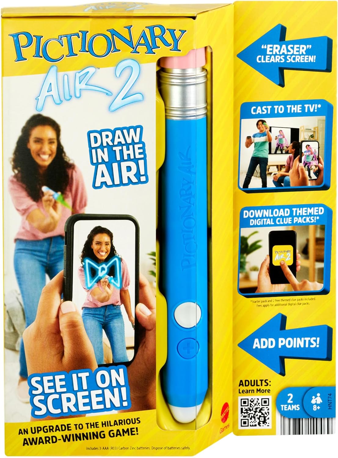 Mattel Games Pictionary Air, ve lo Que dibujas en Pantalla, Juego de Mesa Familiar +7 años (Mattel HNT74)