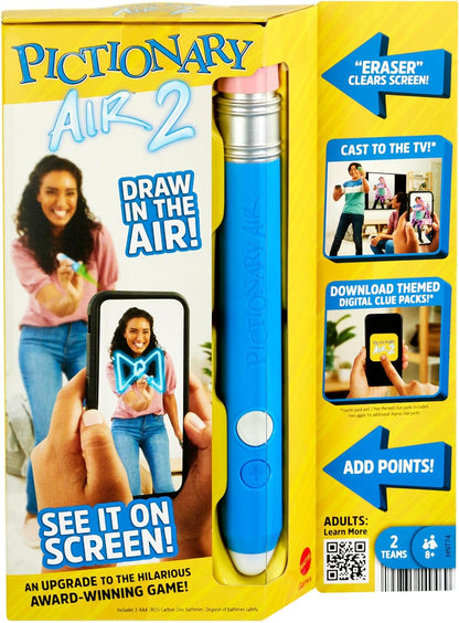 Mattel Games Pictionary Air, ve lo Que dibujas en Pantalla, Juego de Mesa Familiar +7 años (Mattel HNT74)