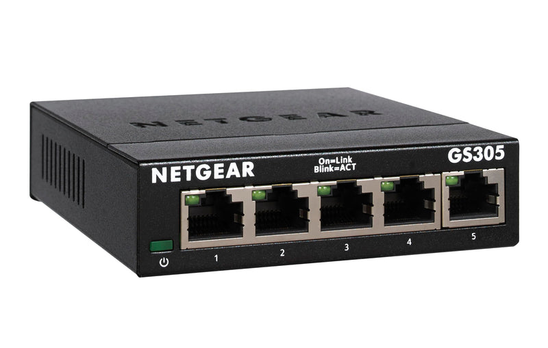 Netgear GS305-300PES 5-Port Gigabit Switch (fanless design, easy plug and play installation, Layer2, rugged metal chassis, energy saving, metal RJ45 connectors
