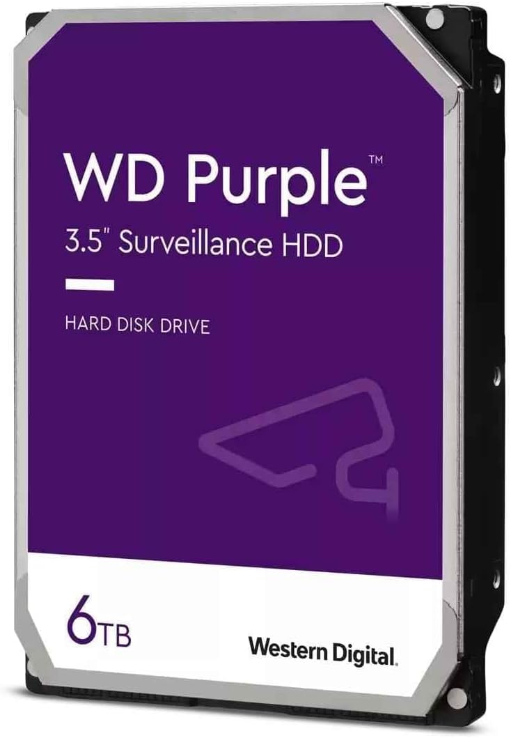 Western Digital 6TB WD Purple Surveillance Internal Hard Drive HDD - SATA 6 Gb/s, 256 MB Cache, 3.5" - WD64PURZ
