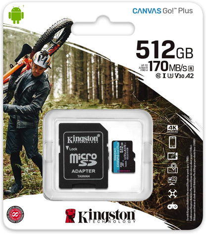 Micro Sd Memory Card With Adaptor Kingston Sdcg3/512Gb          Class 10 512 Gb Uhs-I