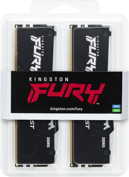 Kingston Fury Beast DDR5 RGB 16GB (2x8GB) 5200MT/s DDR5 CL40 DIMM Desktop Gaming Memory Kit of 2 - KF552C40BBAK2-16 Black 16GB Kit of 2 5200MT/s