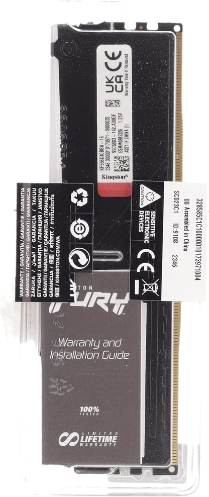 Kingston Fury Beast DDR5 RGB 16GB 5600MT/s DDR5 CL40 DIMM Desktop Gaming Memory Single Module - KF556C40BBA-16