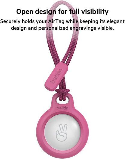 Belkin F8W974 AirTag Case with Strap (Secure Holder Protective Cover for Air Tag with Scratch Resistance Accessory) – Pink, Tag not included