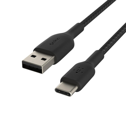 Belkin BoostCharge Braided USB C charger cable, USB-C to USB-A cable, USB type C charging cable for iPhone 15, Samsung Galaxy S23, Google Pixel, iPad, MacBook, Nintendo Switch and more - 1m