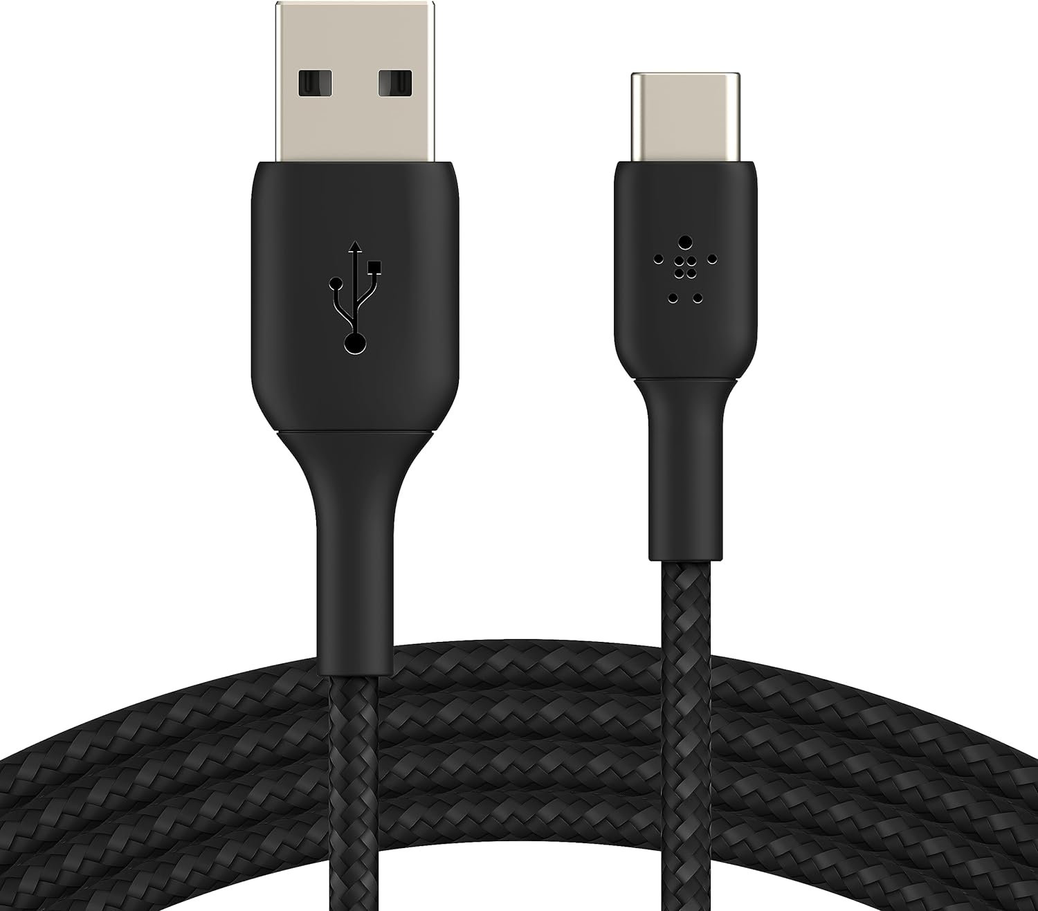 Belkin BoostCharge Braided USB C charger cable, USB-C to USB-A cable, USB type C charging cable for iPhone 15, Samsung Galaxy S23, Google Pixel, iPad, MacBook, Nintendo Switch and more - 1m